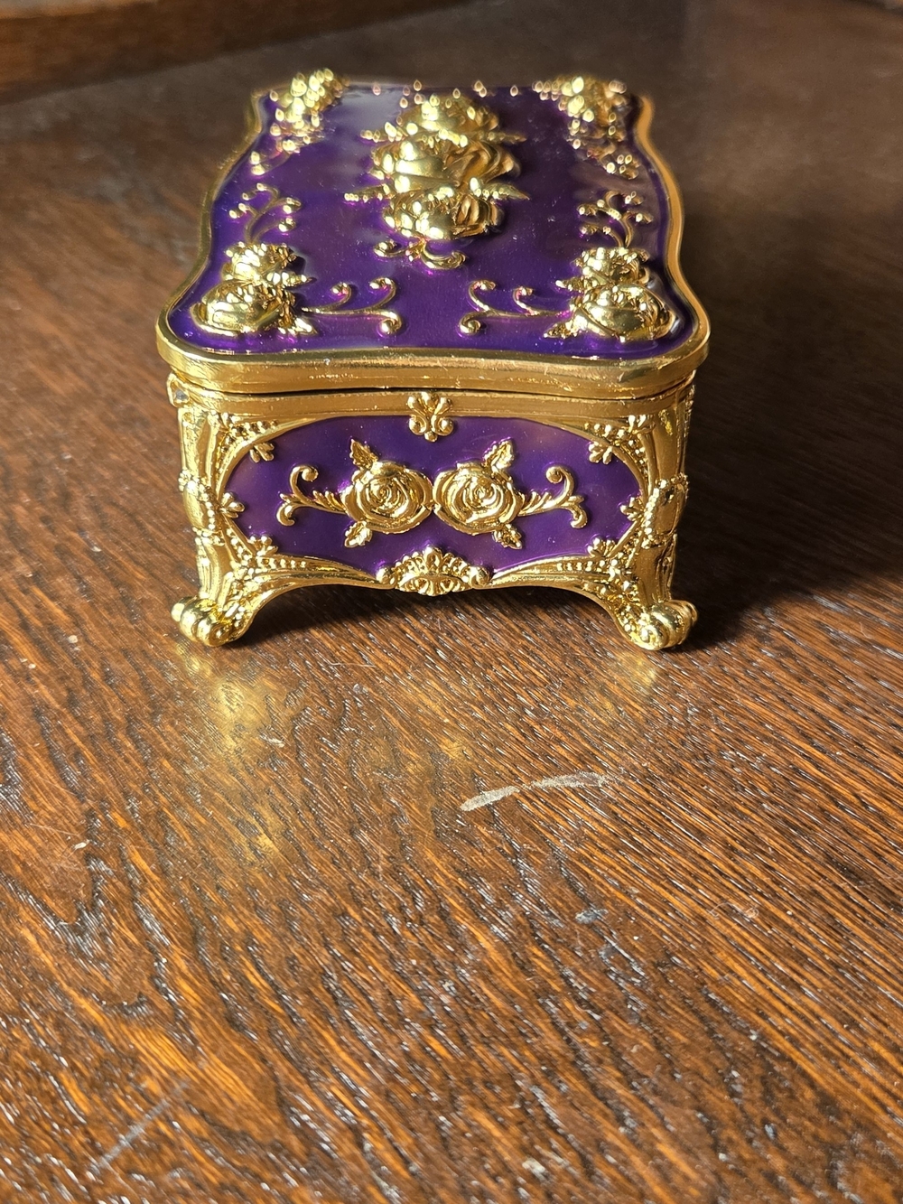 Purple and Gold Ornate Decorative Jewelry Music Box - Picture 7 of 10